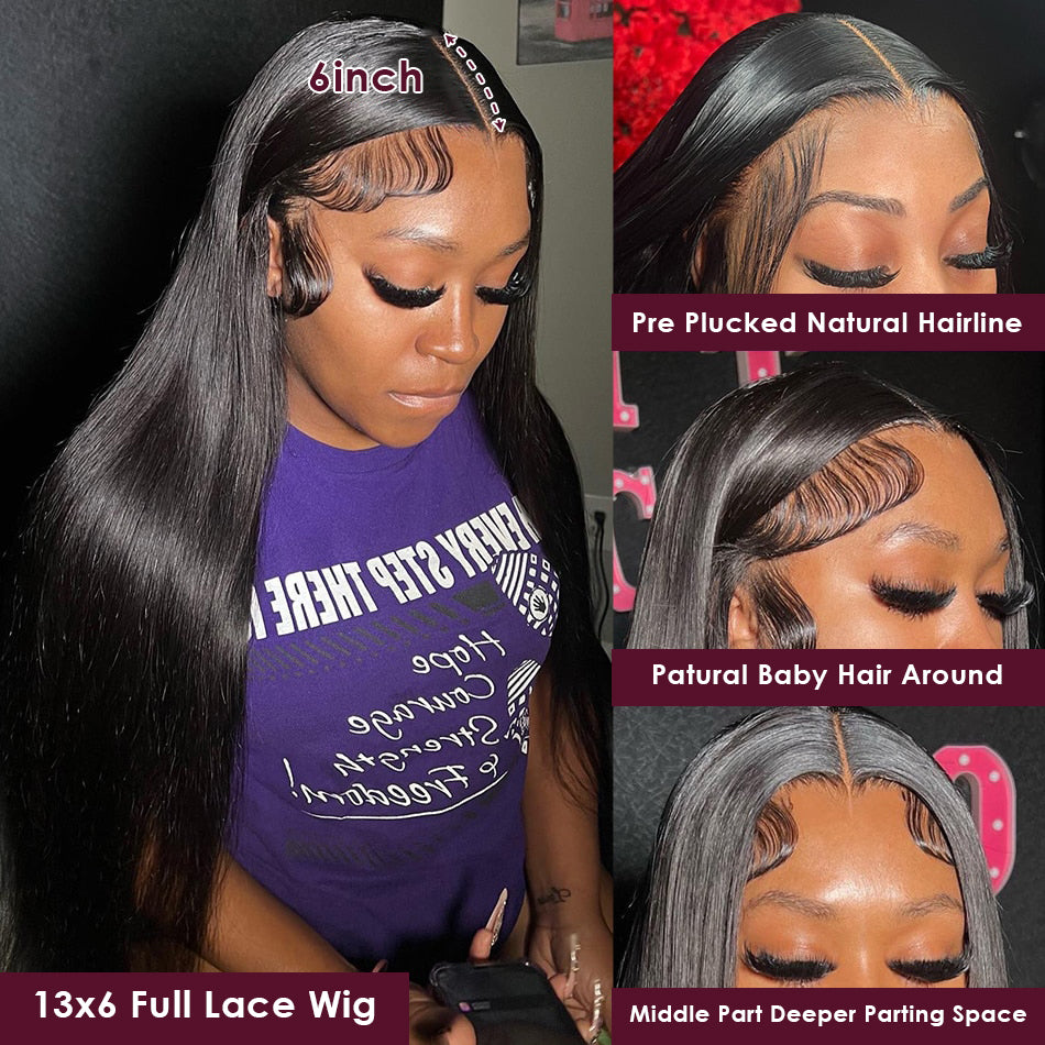 [Flash Deal] Full 13x6 Lace Frontal Wigs Body Wave / Straight Brazilian Virgin Human Hair