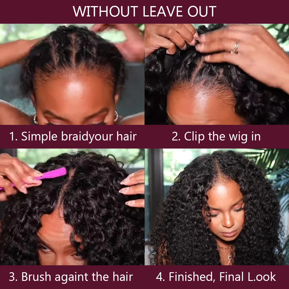 Glueless V/U Part Kinky Curly Wig Beginner Friendly Wear and Go