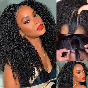 Glueless V/U Part Kinky Curly Wig Beginner Friendly Wear and Go