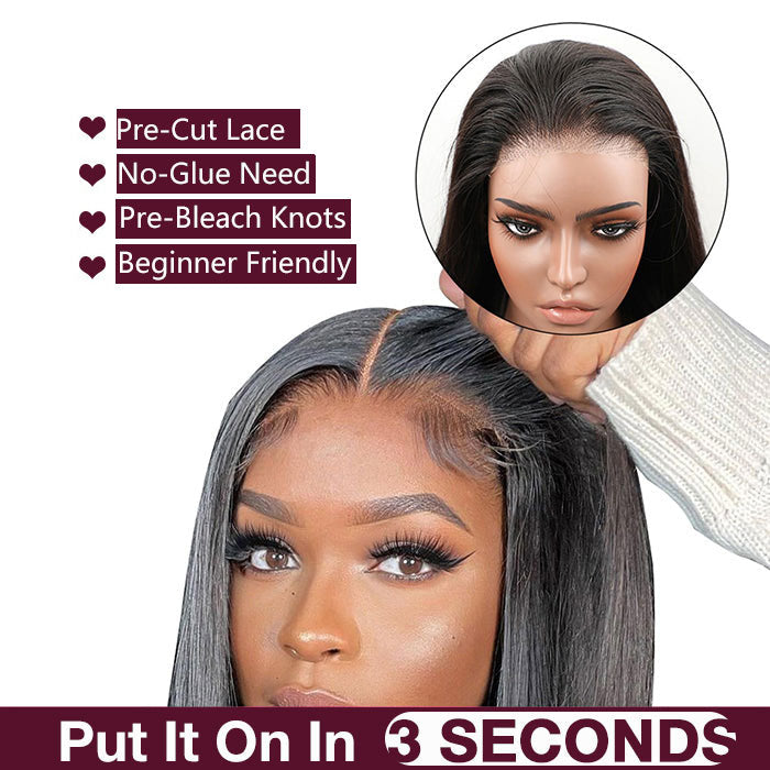 Glueless Lace Closure Wig Curly Pre-Cut Lace Human Hair Wig Pre-Bleached  Knots