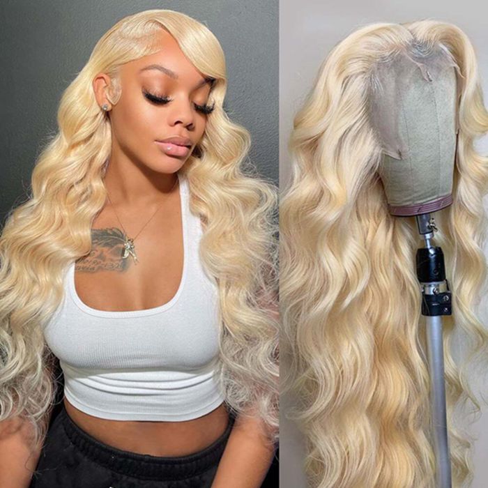 Kalisa Blonde 613 Lace Wig for Women Long Wavy Blonde Free Part Wig  Synthetic Natural Hairline Blonde Wave Wig Heat Resistance Fiber Cosplay  Makeup